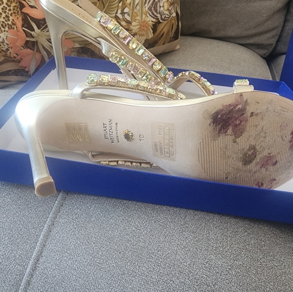 Stuart Weitzman Jaide 100 Gem Sandal 10 40.5 metallic - Picture 9 of 10